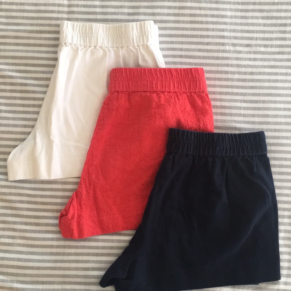 Lot of 3 J.Crew Boardwalk pull on shorts